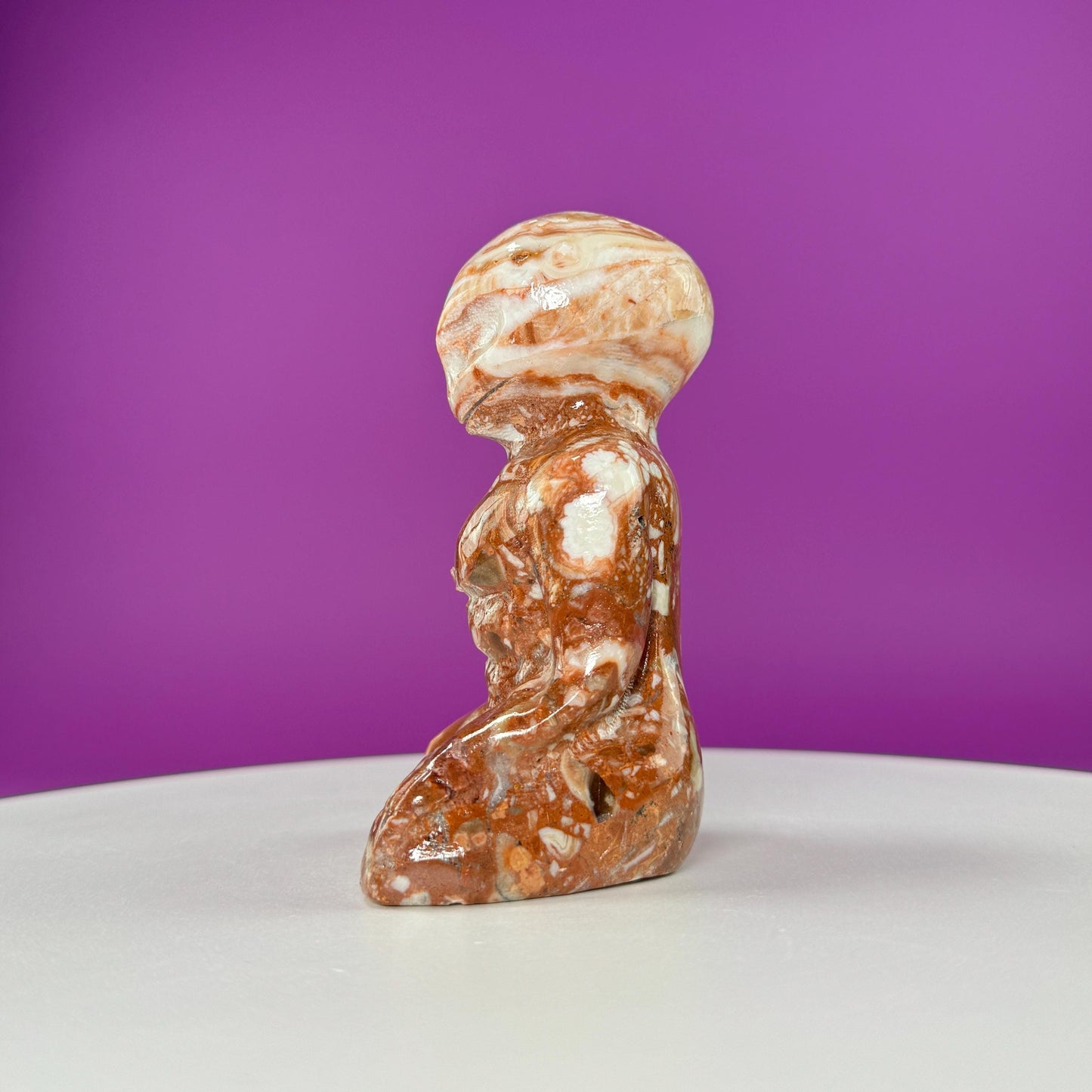 Chocolate Calcite Yoga Alien Carving