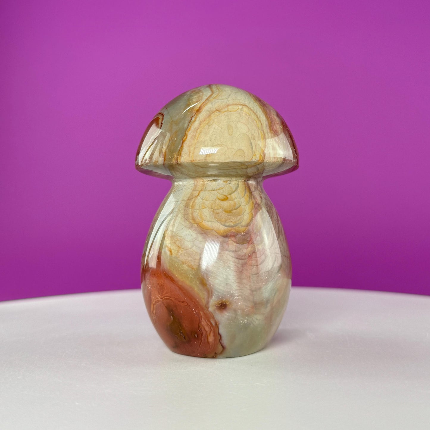 Polychrome Jasper Mushroom Carving