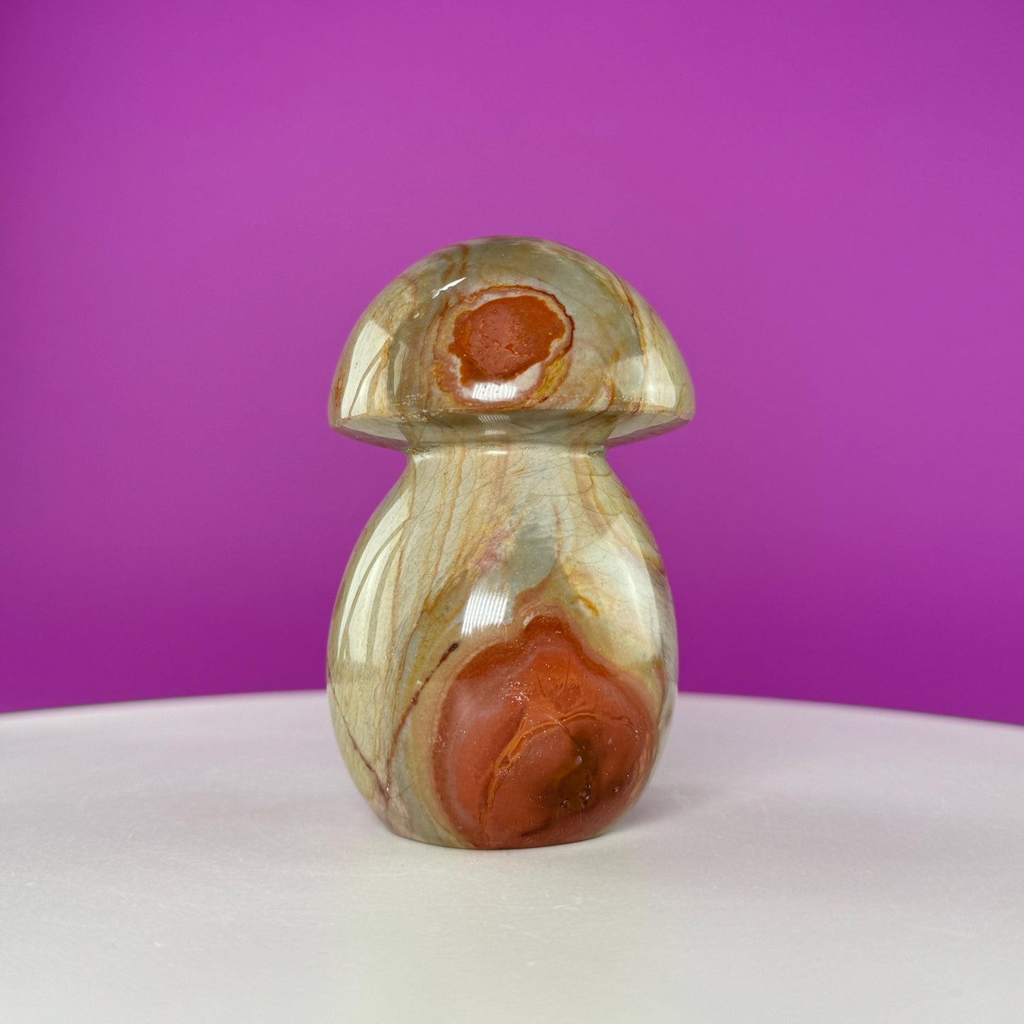 Polychrome Jasper Mushroom Carving