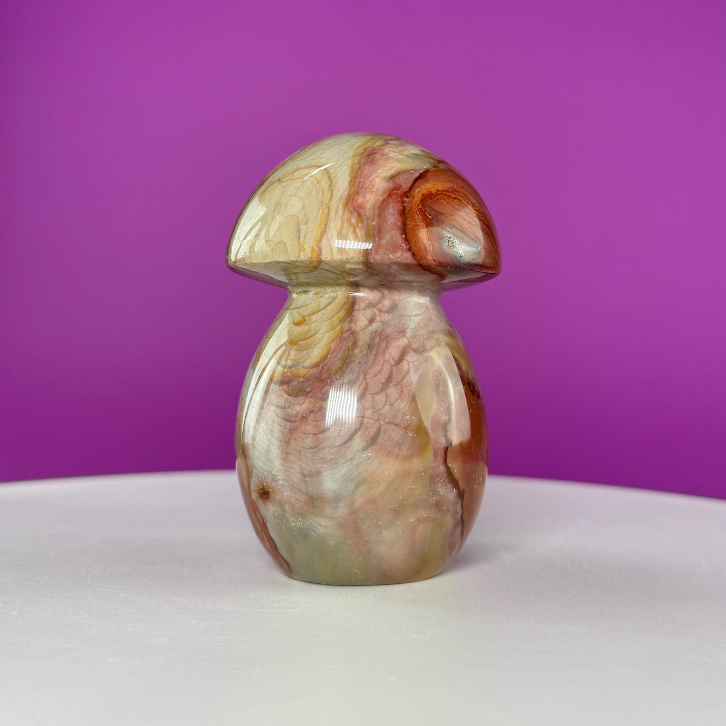Polychrome Jasper Mushroom Carving