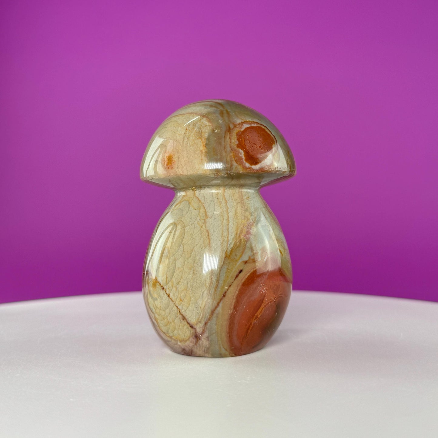 Polychrome Jasper Mushroom Carving