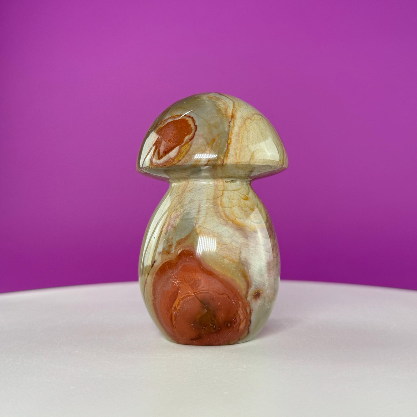 Polychrome Jasper Mushroom Carving