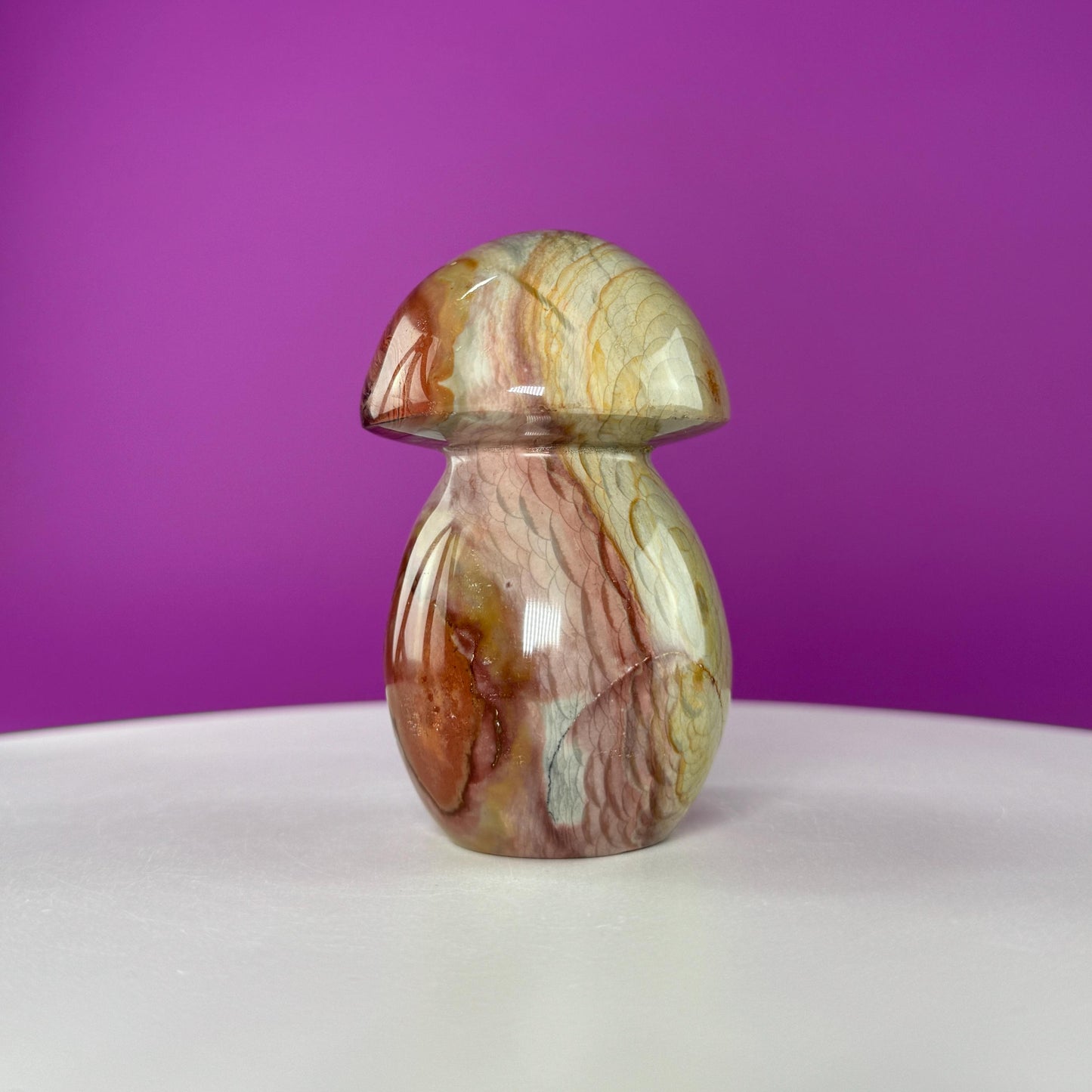 Polychrome Jasper Mushroom Carving