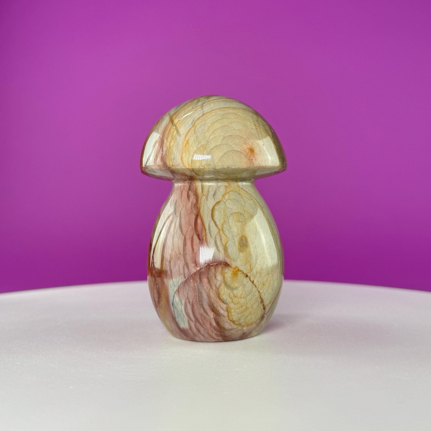 Polychrome Jasper Mushroom Carving