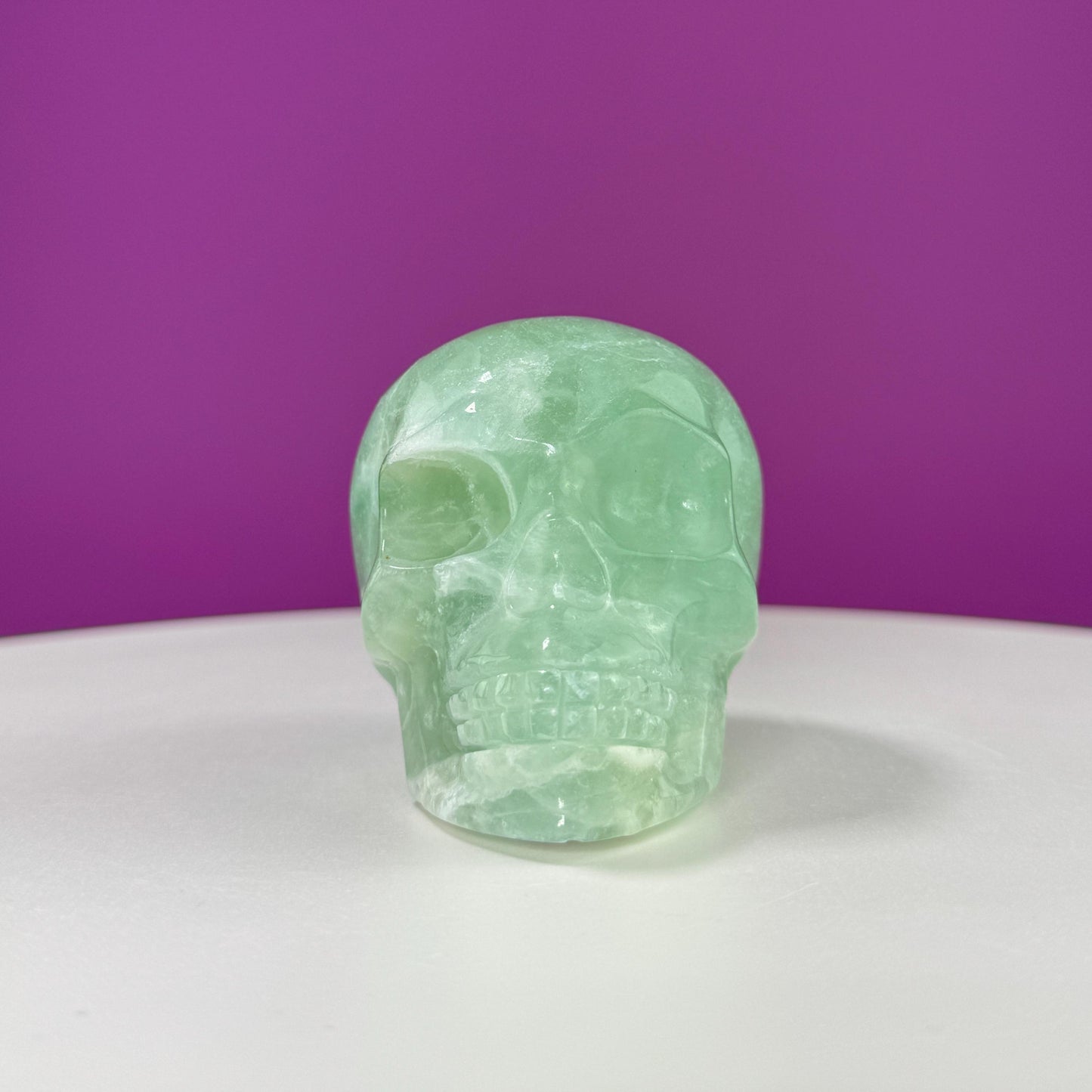Green Fluorite Skull Carving (UV Reactive)