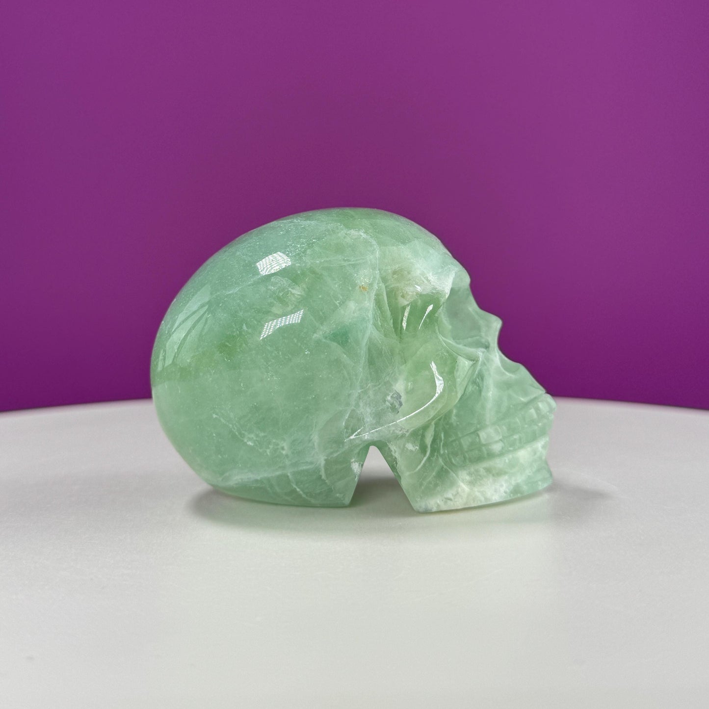Green Fluorite Skull Carving (UV Reactive)