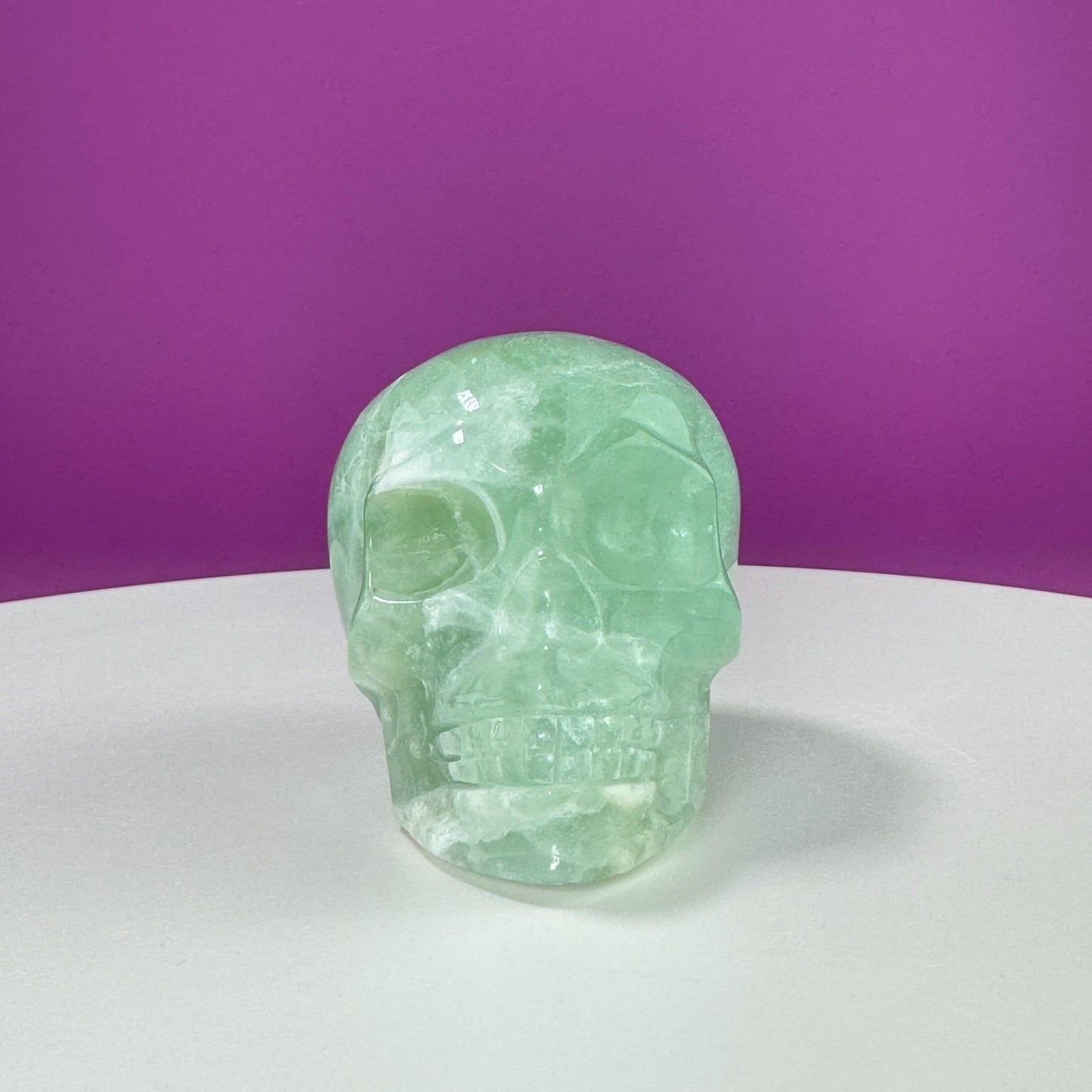 Green Fluorite Skull Carving (UV Reactive)