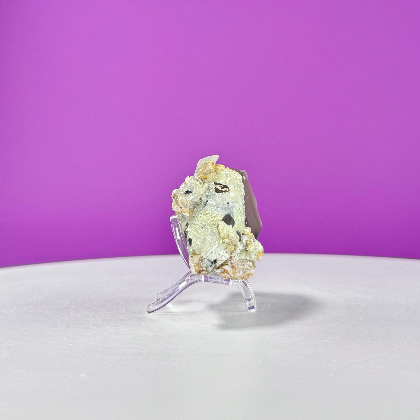 Himalayan Smoky Quartz and Feldspar Specimen (Includes Acrylic Stand)