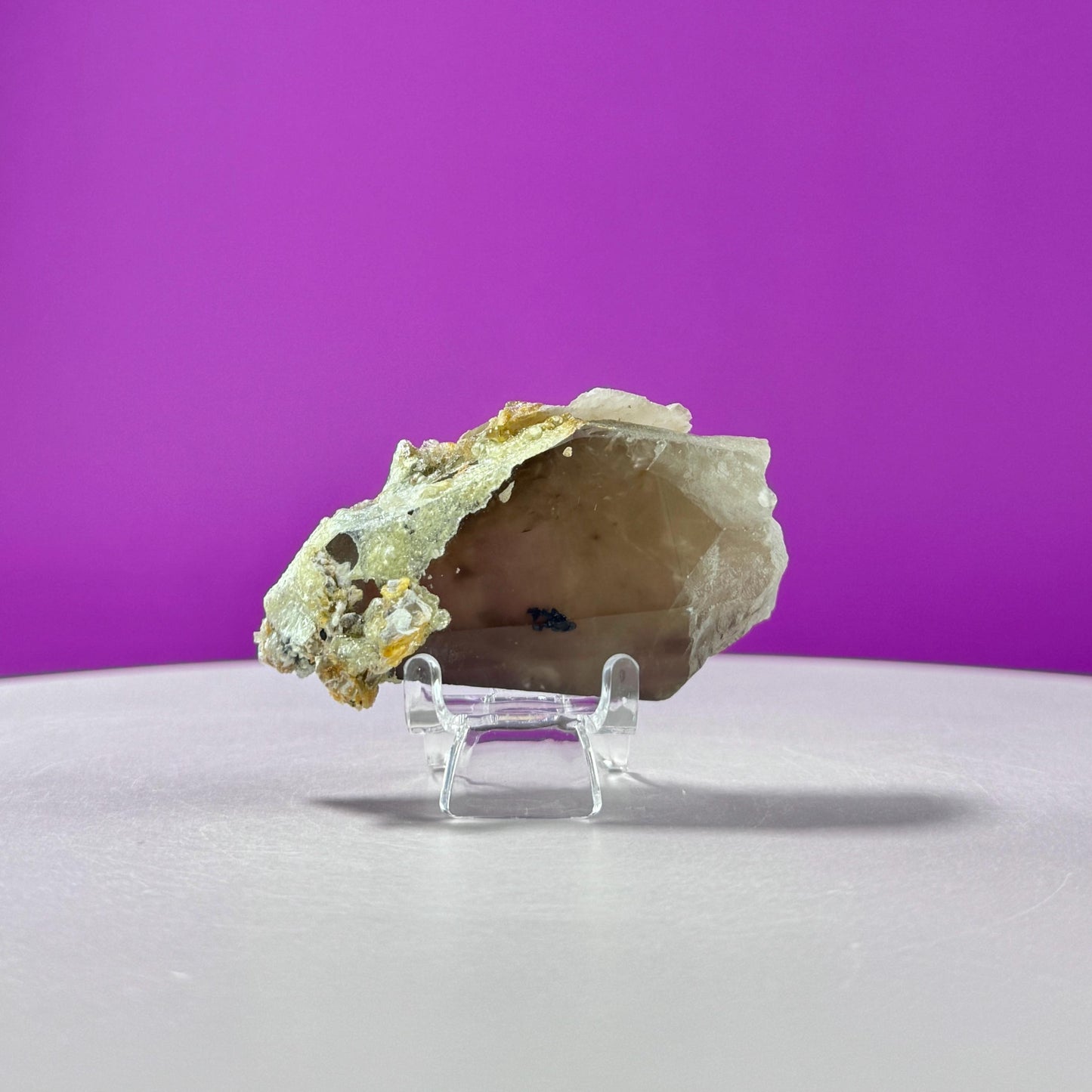 Himalayan Smoky Quartz and Feldspar Specimen (Includes Acrylic Stand)