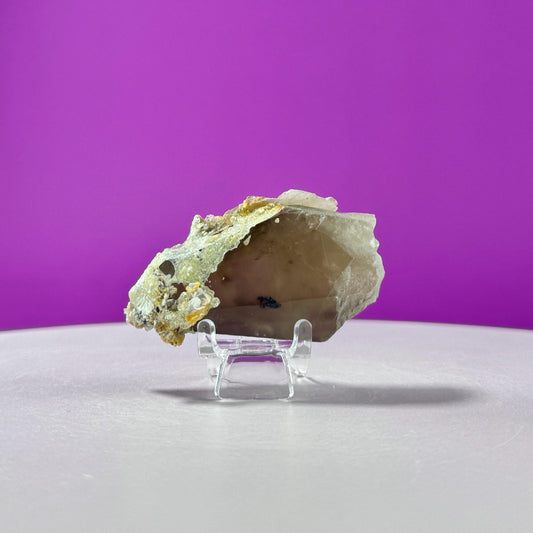 Himalayan Smoky Quartz and Feldspar Specimen (Includes Acrylic Stand)