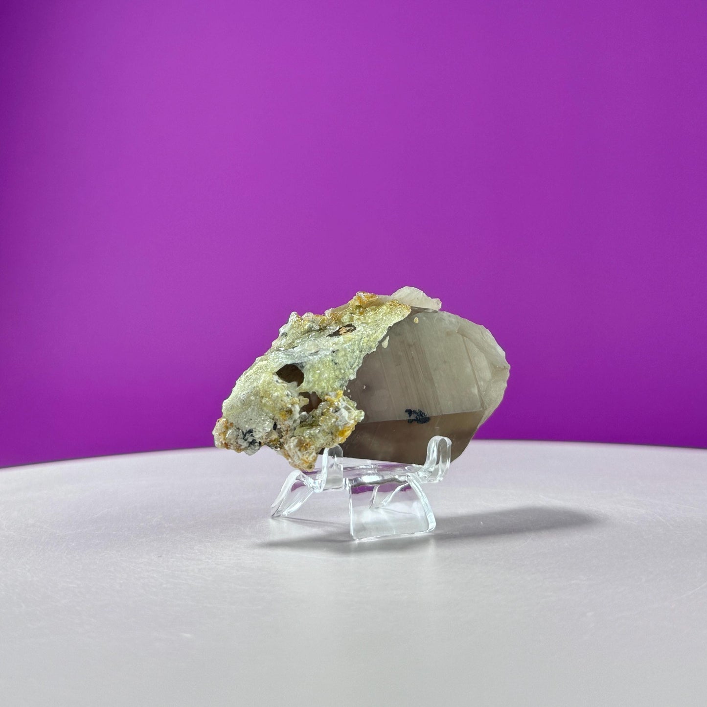 Himalayan Smoky Quartz and Feldspar Specimen (Includes Acrylic Stand)