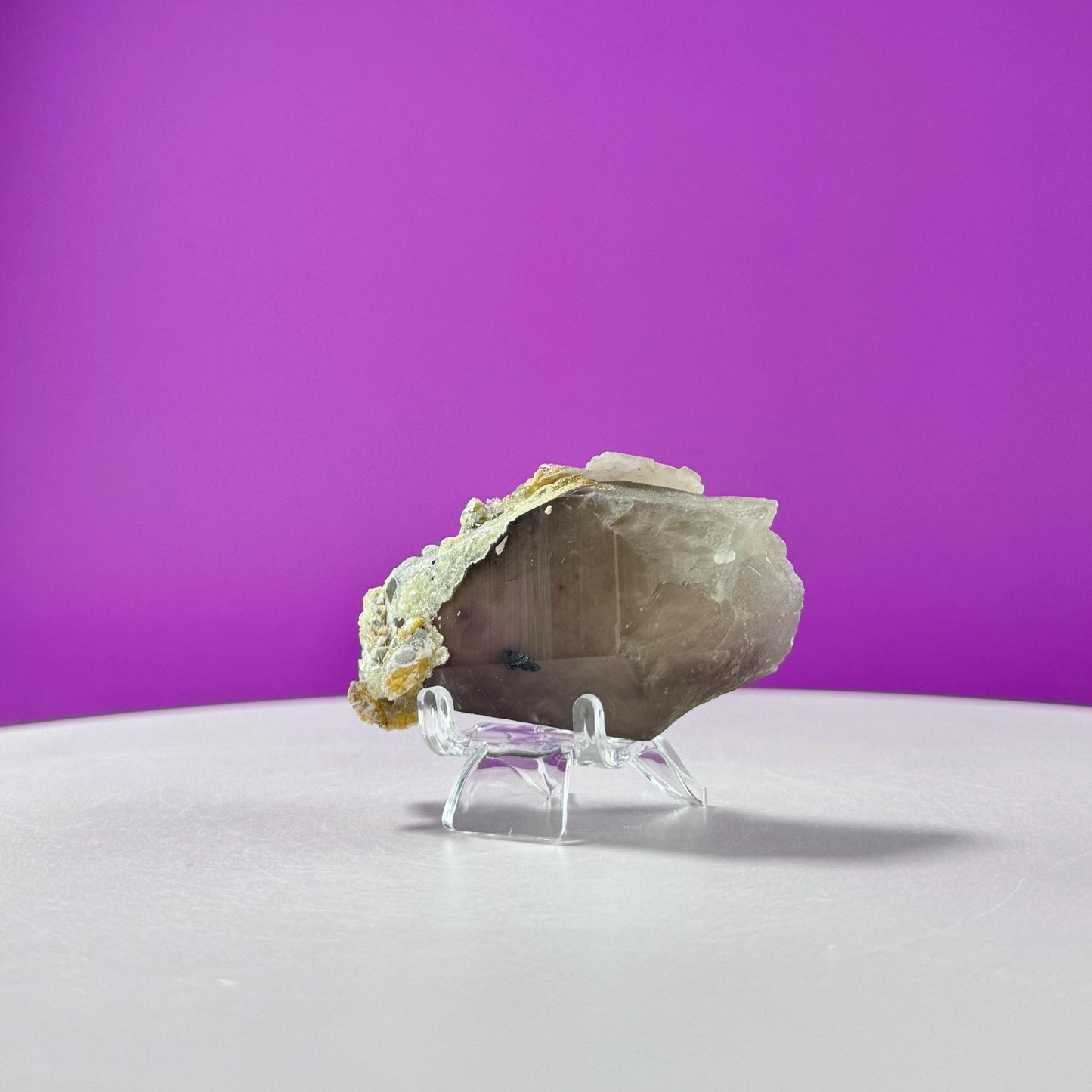 Himalayan Smoky Quartz and Feldspar Specimen (Includes Acrylic Stand)