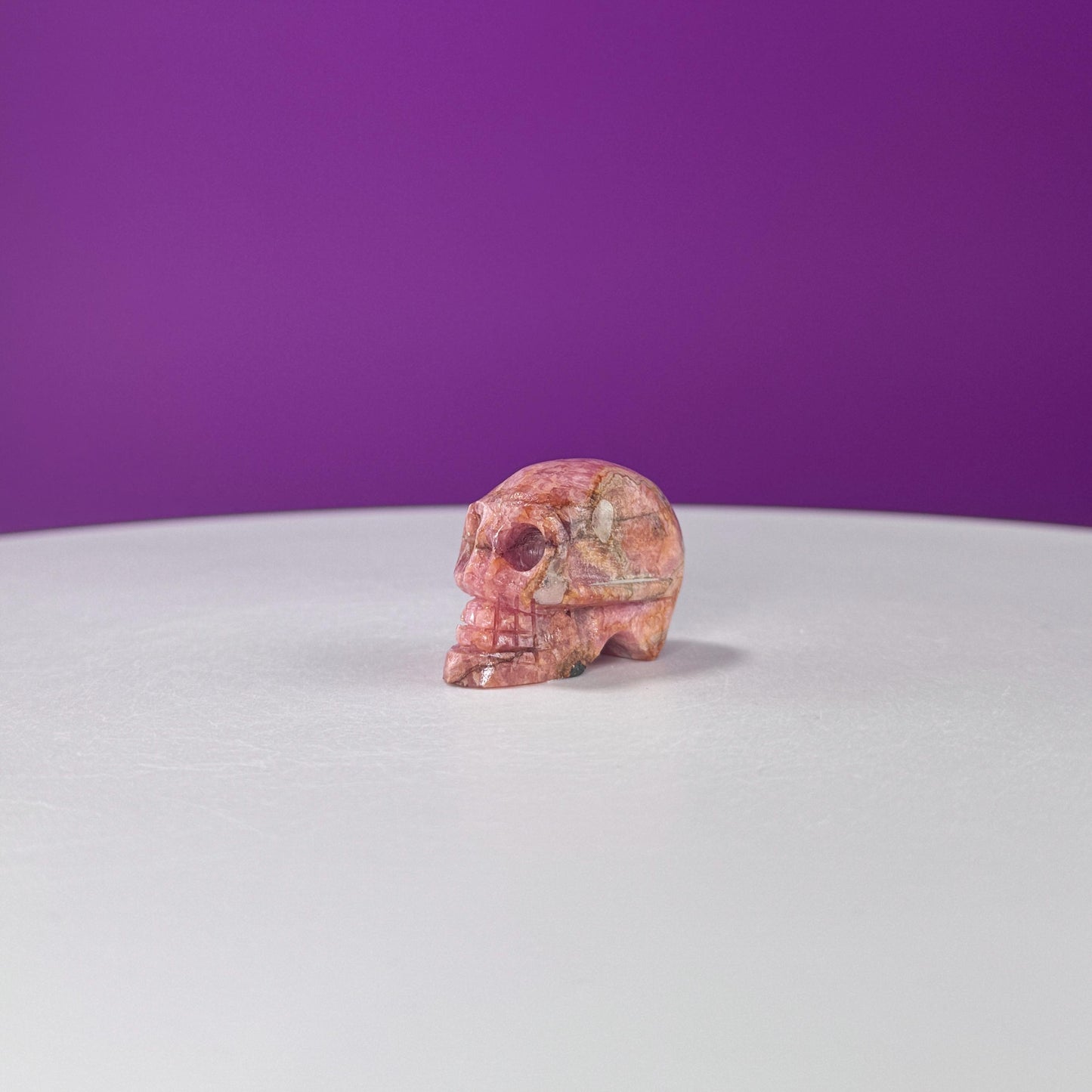 Rhodochrosite Mini Skull Carving