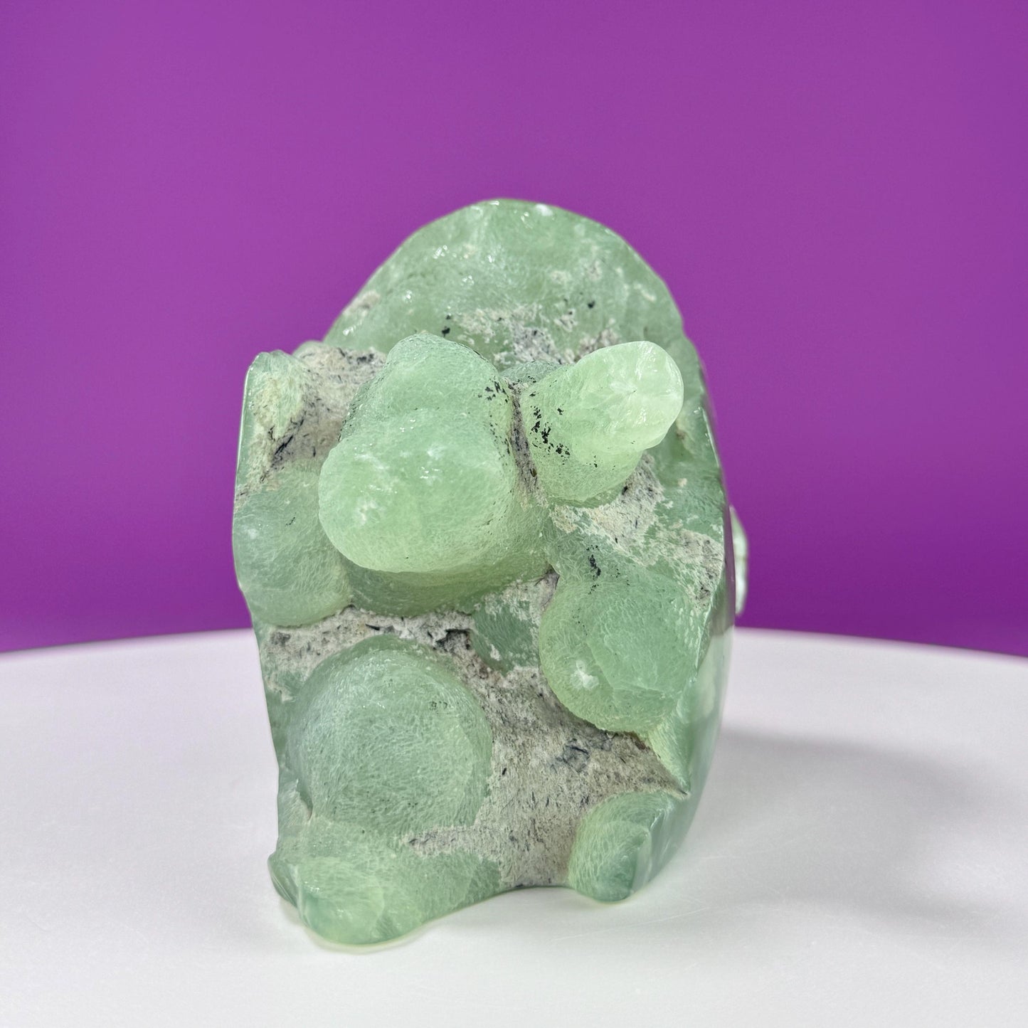 Prehnite Skull Carving