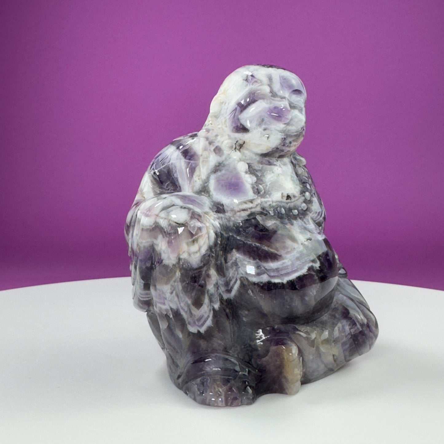 Dream Amethyst Laughing Buddha Carving