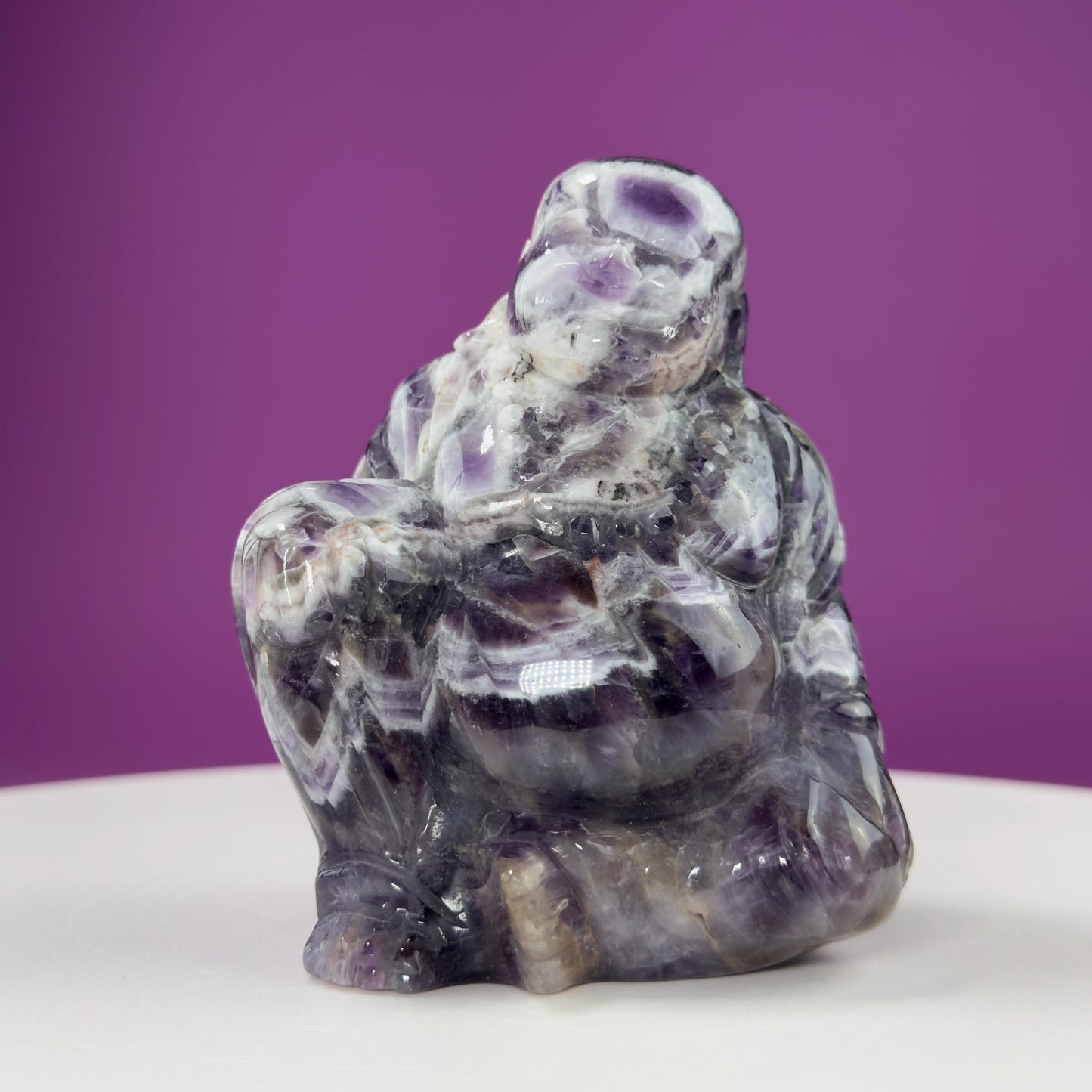 Dream Amethyst Laughing Buddha Carving