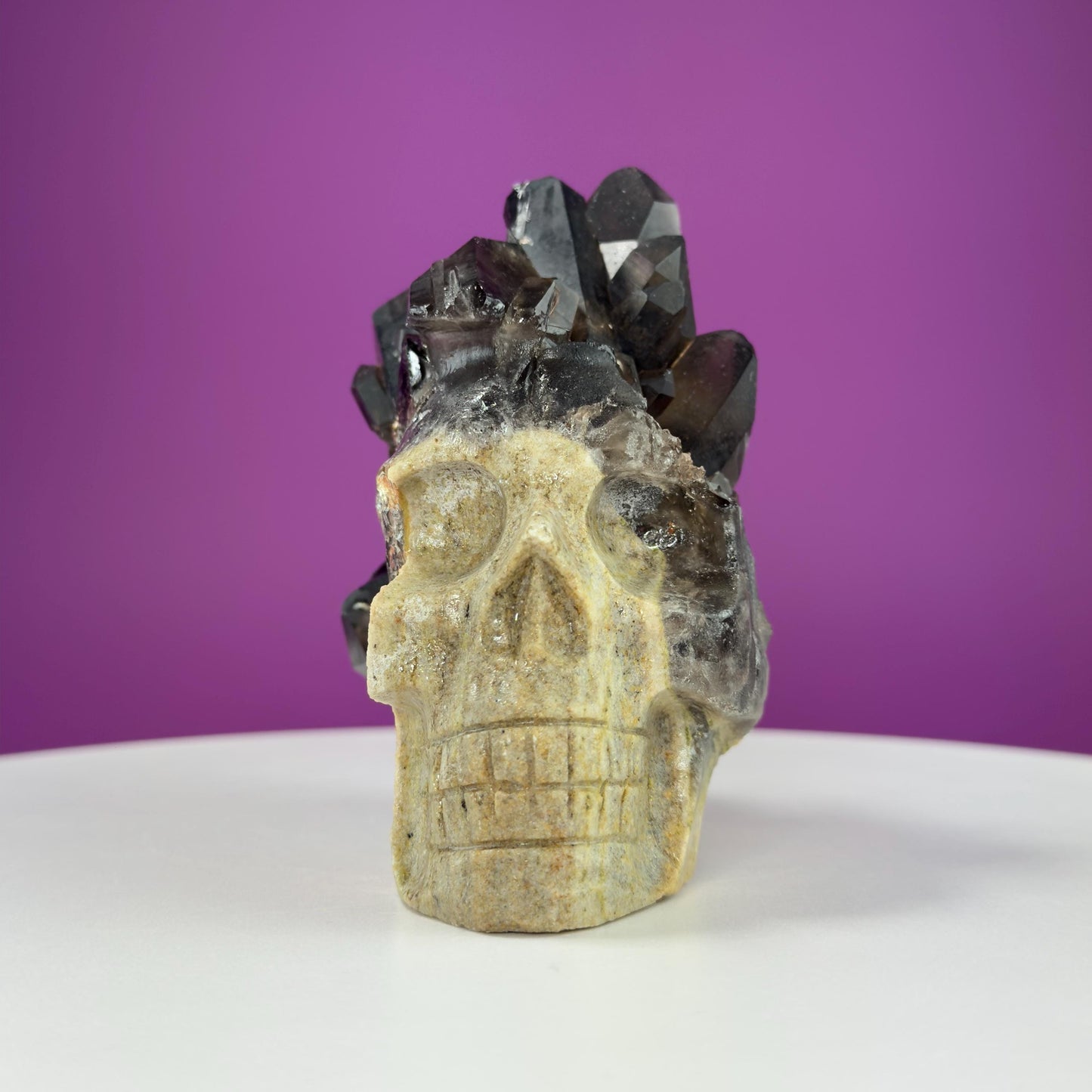 Smoky Quartz Cluster Skull, Irradiated Smoky Quartz