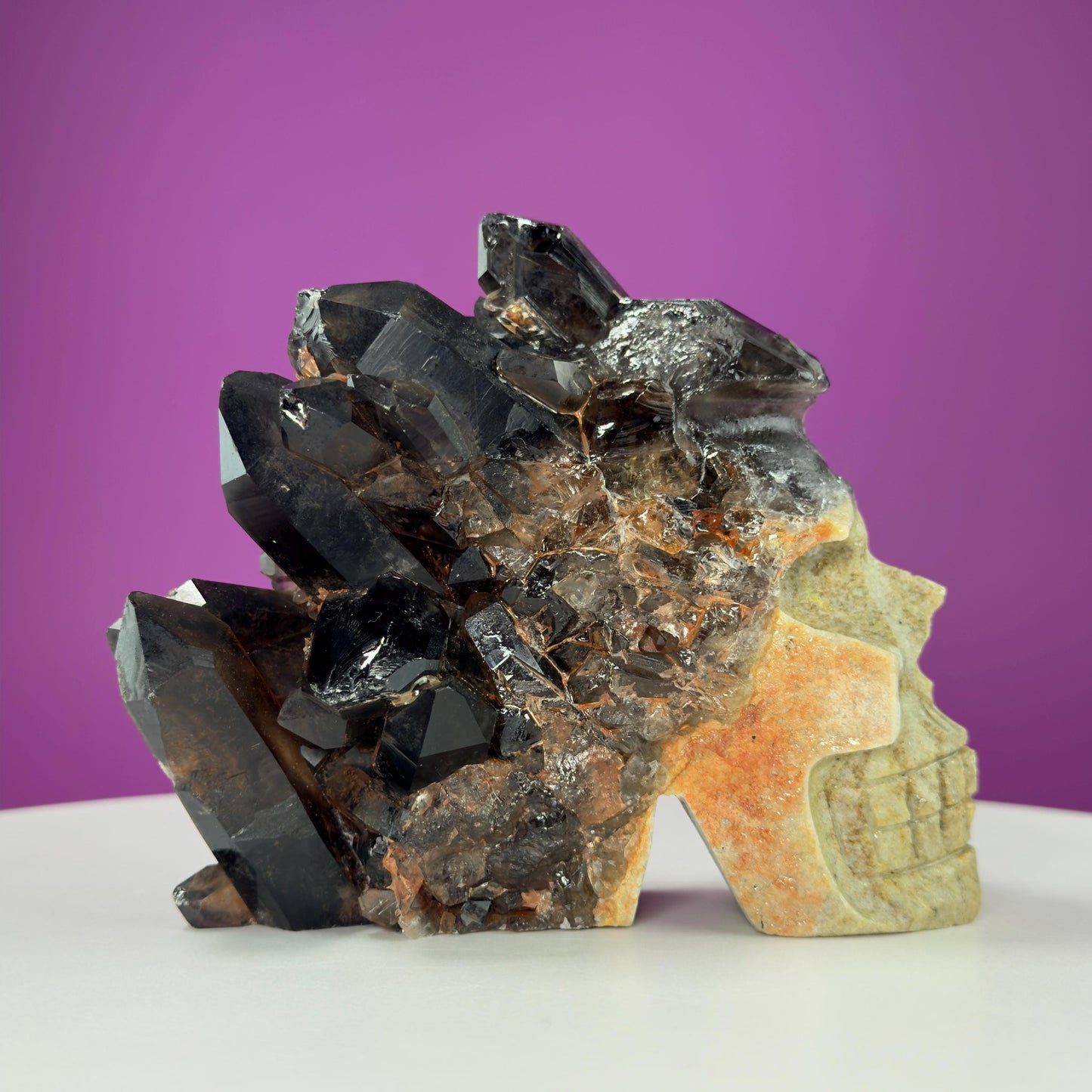 Smoky Quartz Cluster Skull, Irradiated Smoky Quartz