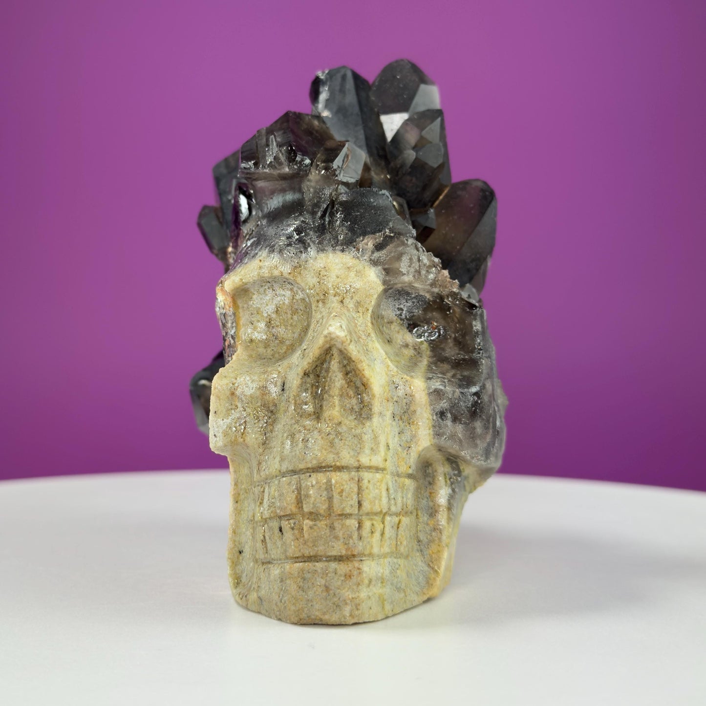 Smoky Quartz Cluster Skull, Irradiated Smoky Quartz