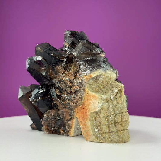 Smoky Quartz Cluster Skull, Irradiated Smoky Quartz
