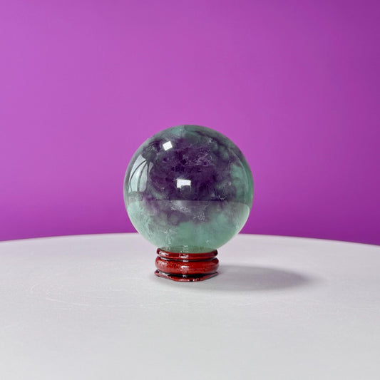 Rainbow Fluorite Sphere (China) (Includes Wood Stand)