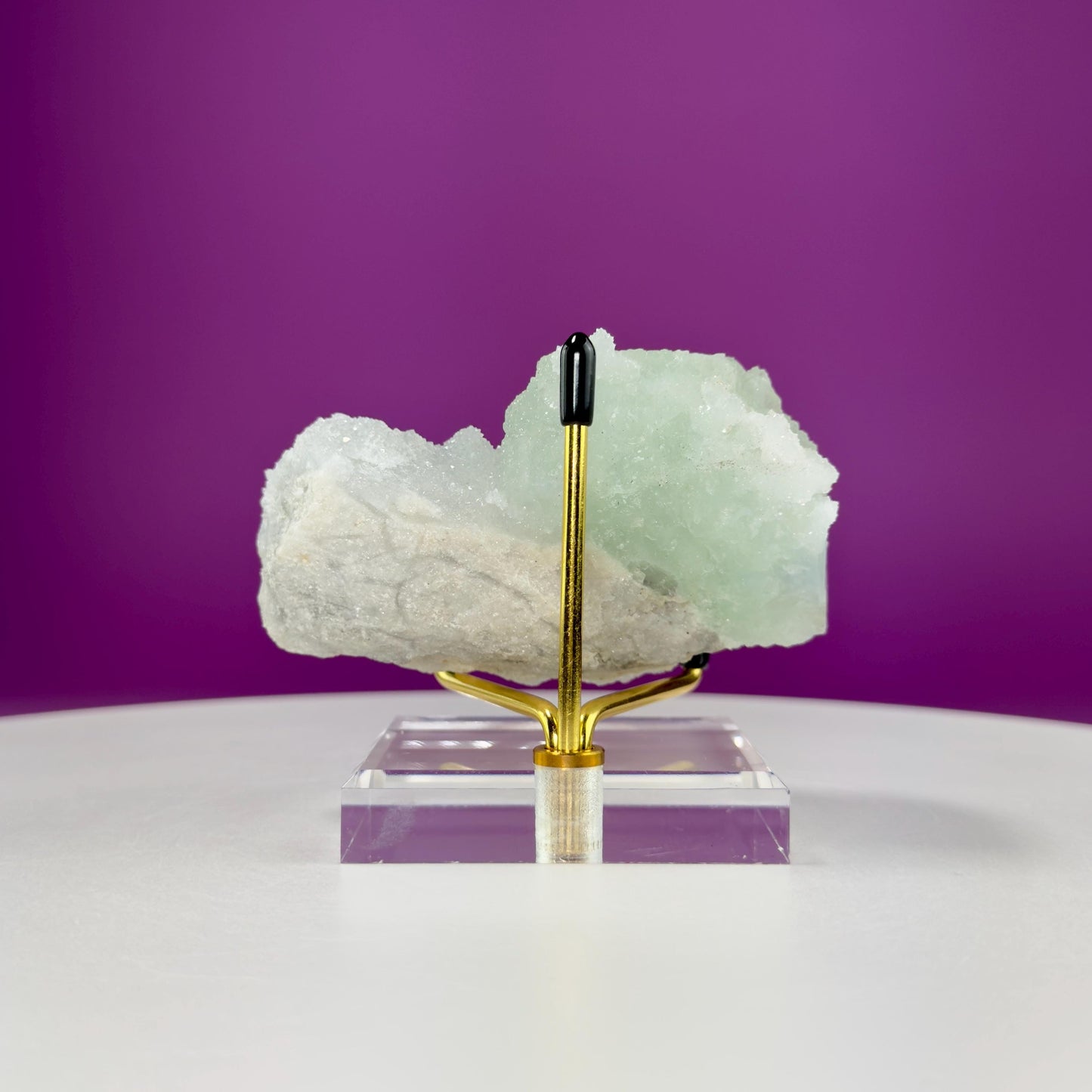 Fluorite (Manaoshan Mine, Hunan, China), (Includes Gold Metal/Acrylic Stand), UV Reactive