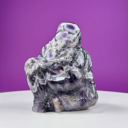 Dream Amethyst Laughing Buddha Carving