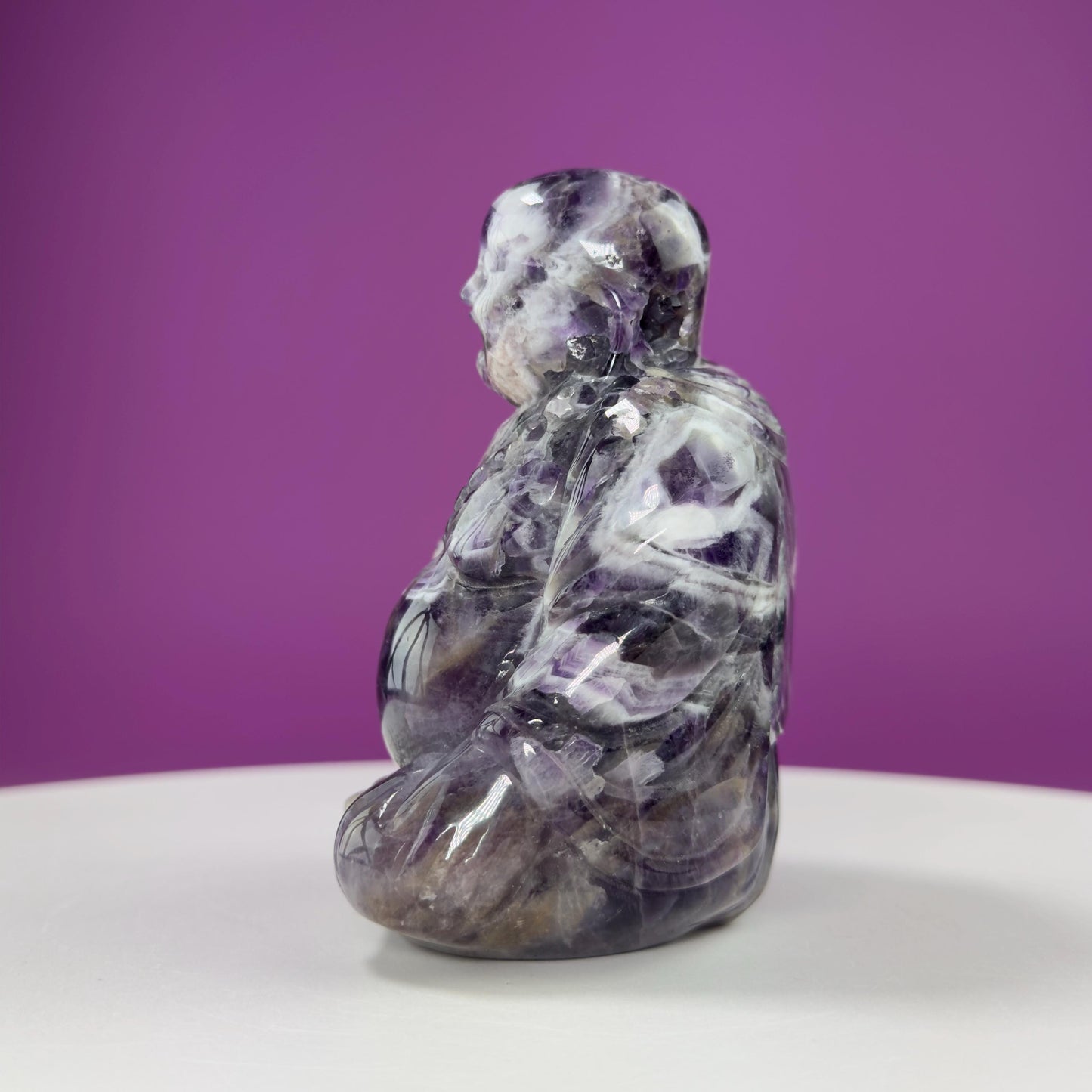 Dream Amethyst Laughing Buddha Carving