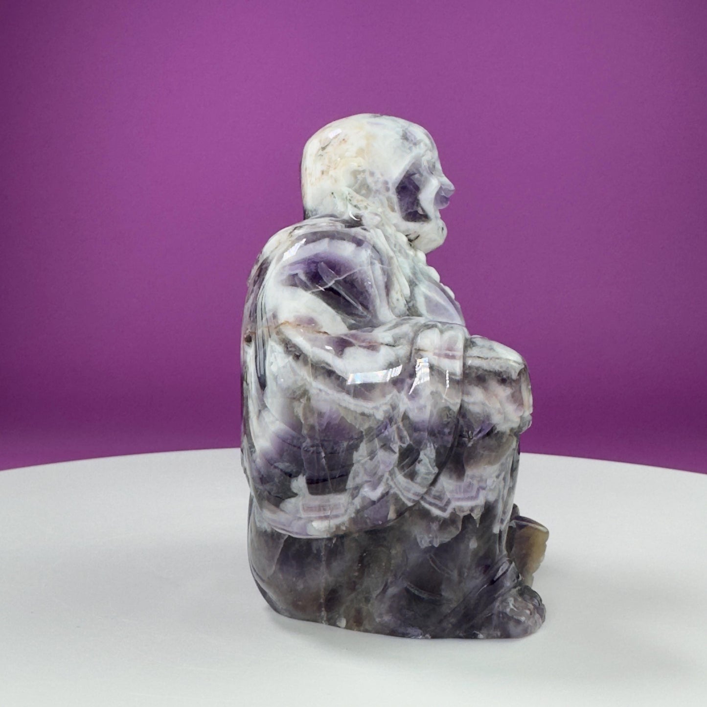 Dream Amethyst Laughing Buddha Carving
