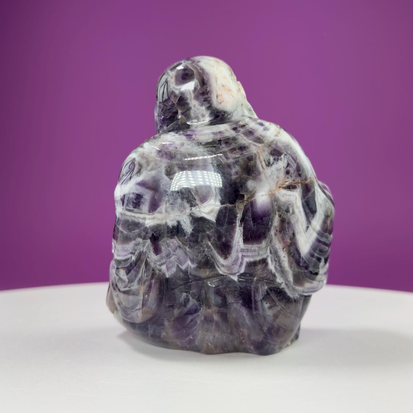 Dream Amethyst Laughing Buddha Carving