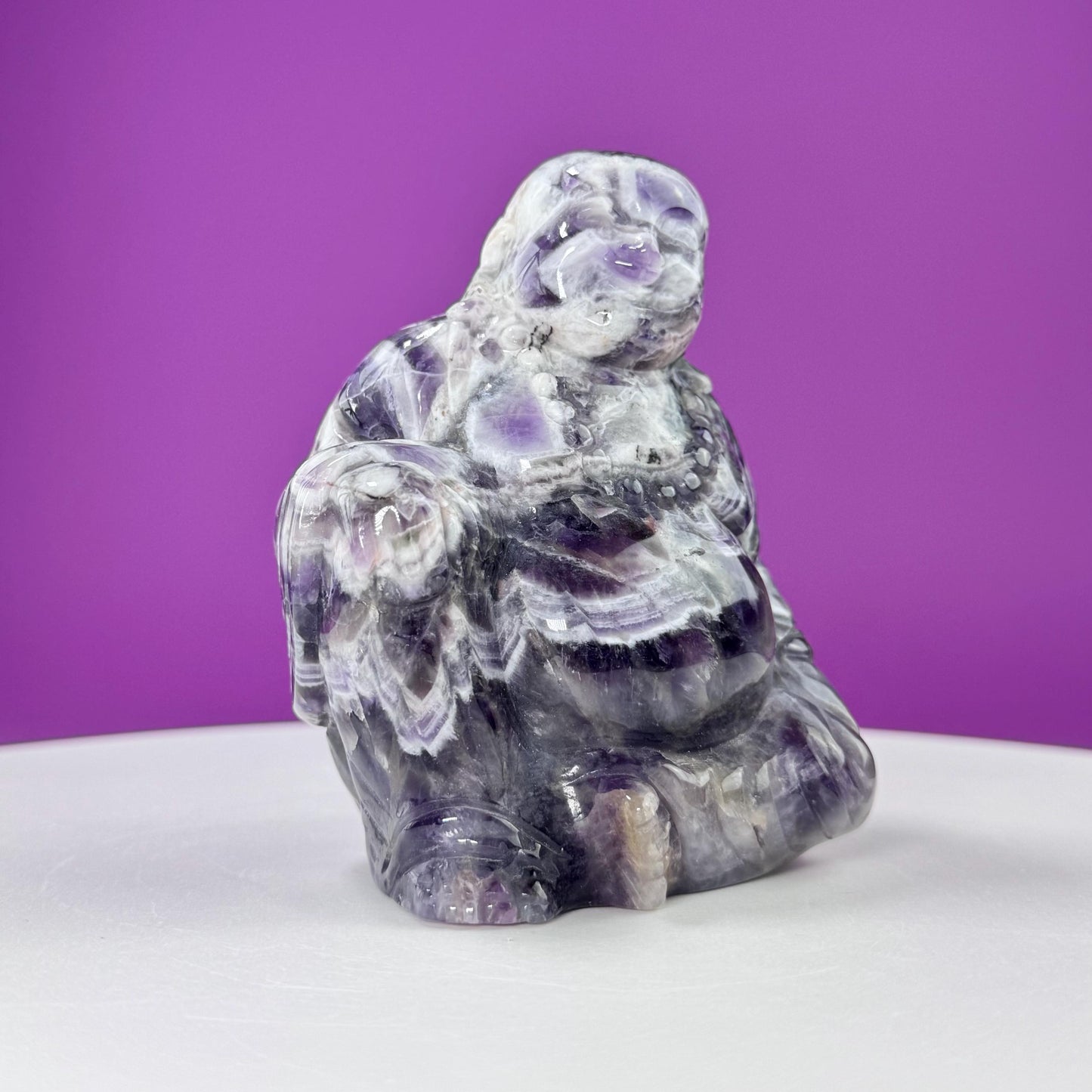 Dream Amethyst Laughing Buddha Carving