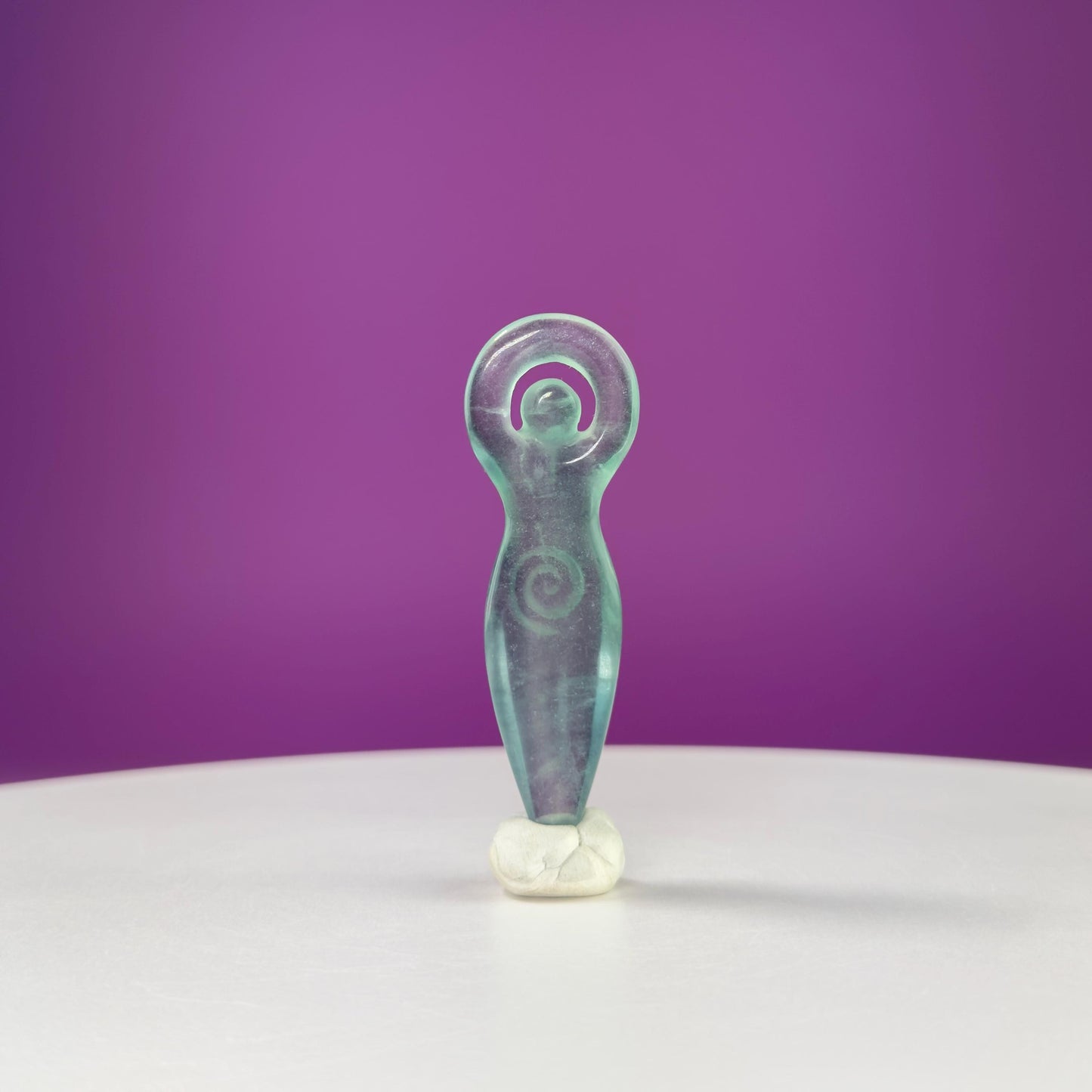 Spiral Goddess Carving, Green Aventurine, Fluorite, Purple Fluorite, Chevron Amethyst