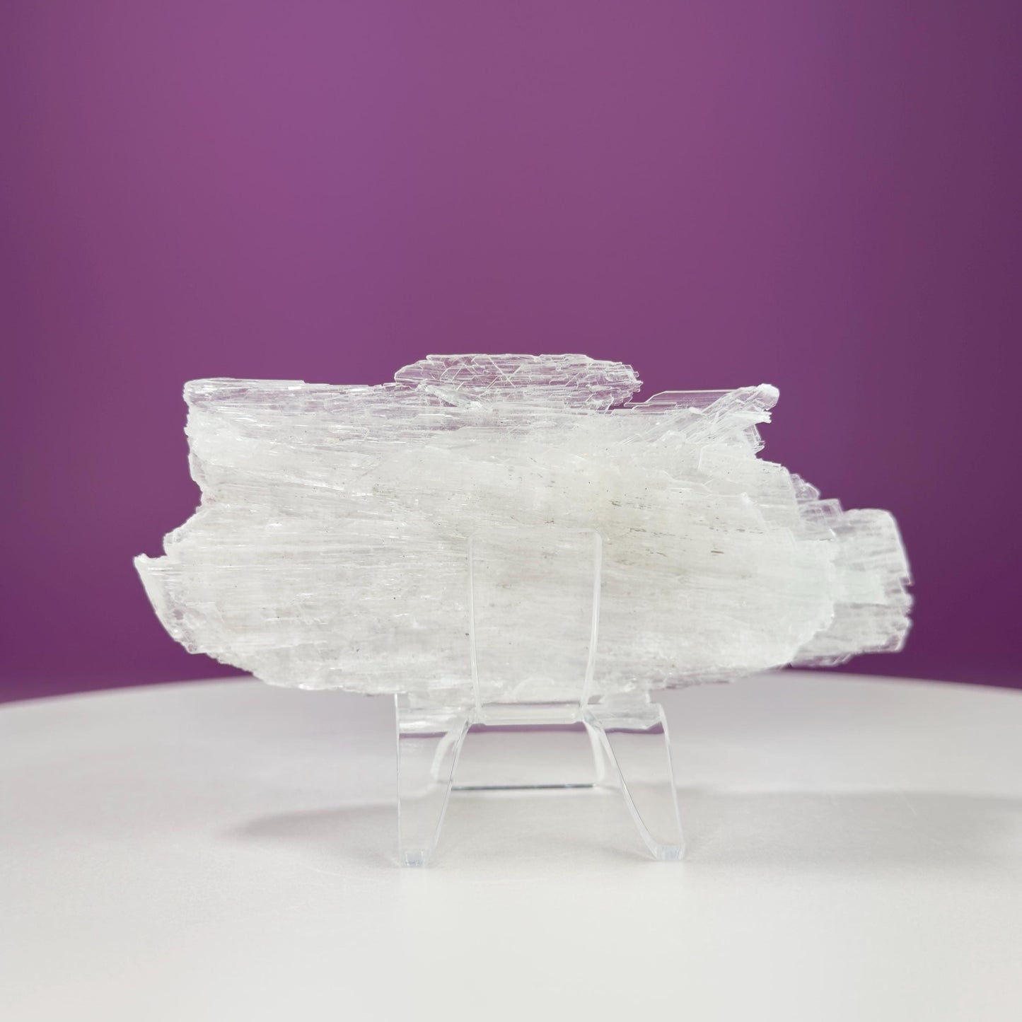 Selenite Slice Specimen (Qinglong Mine, Guizhou, China) (Includes Acrylic Stand)