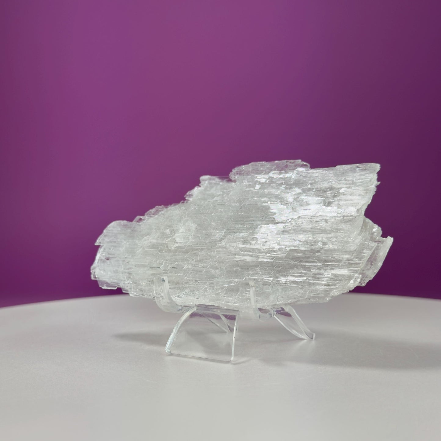 Selenite Slice Specimen (Qinglong Mine, Guizhou, China) (Includes Acrylic Stand)