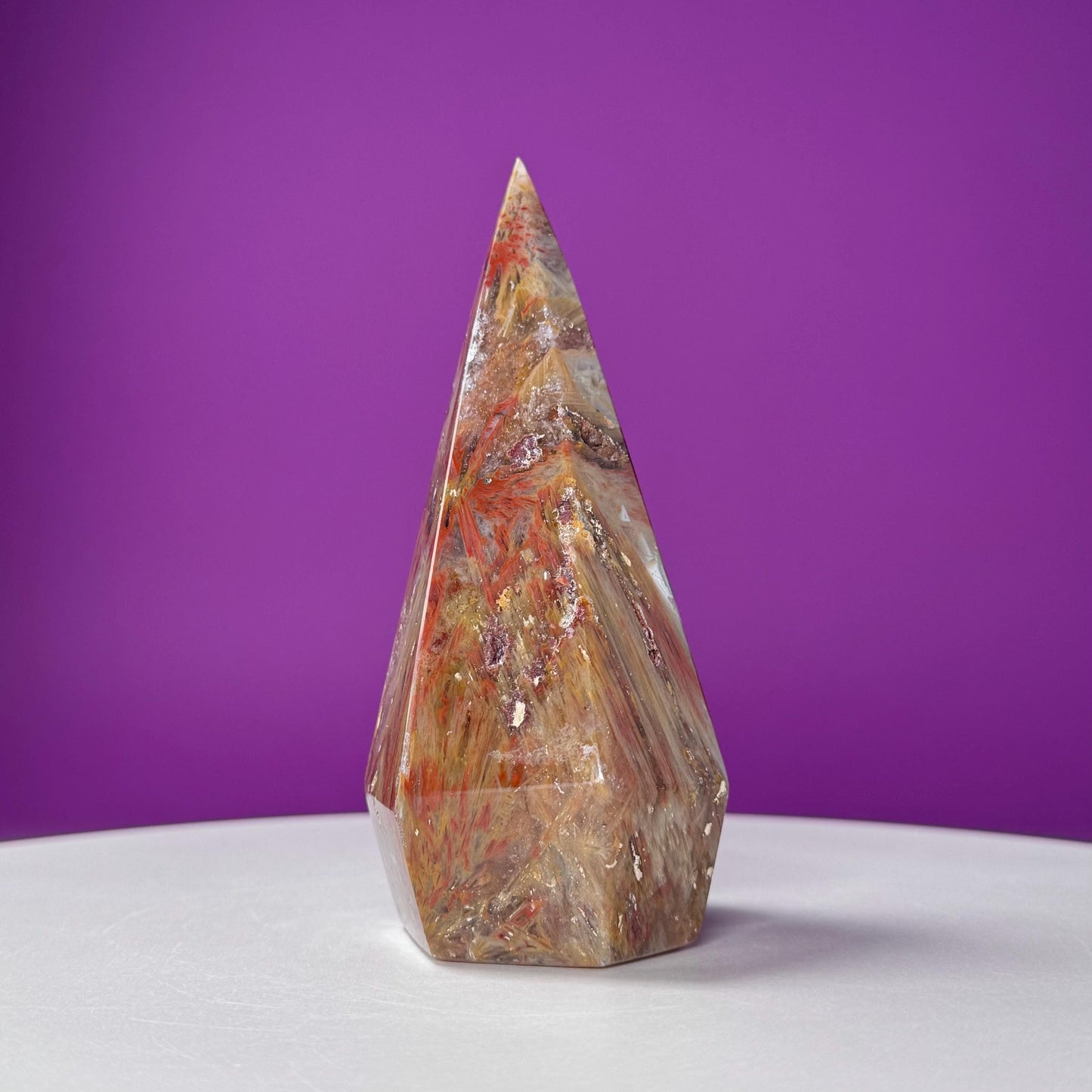 Sagenite Agate Diamond Carving (Brazil)