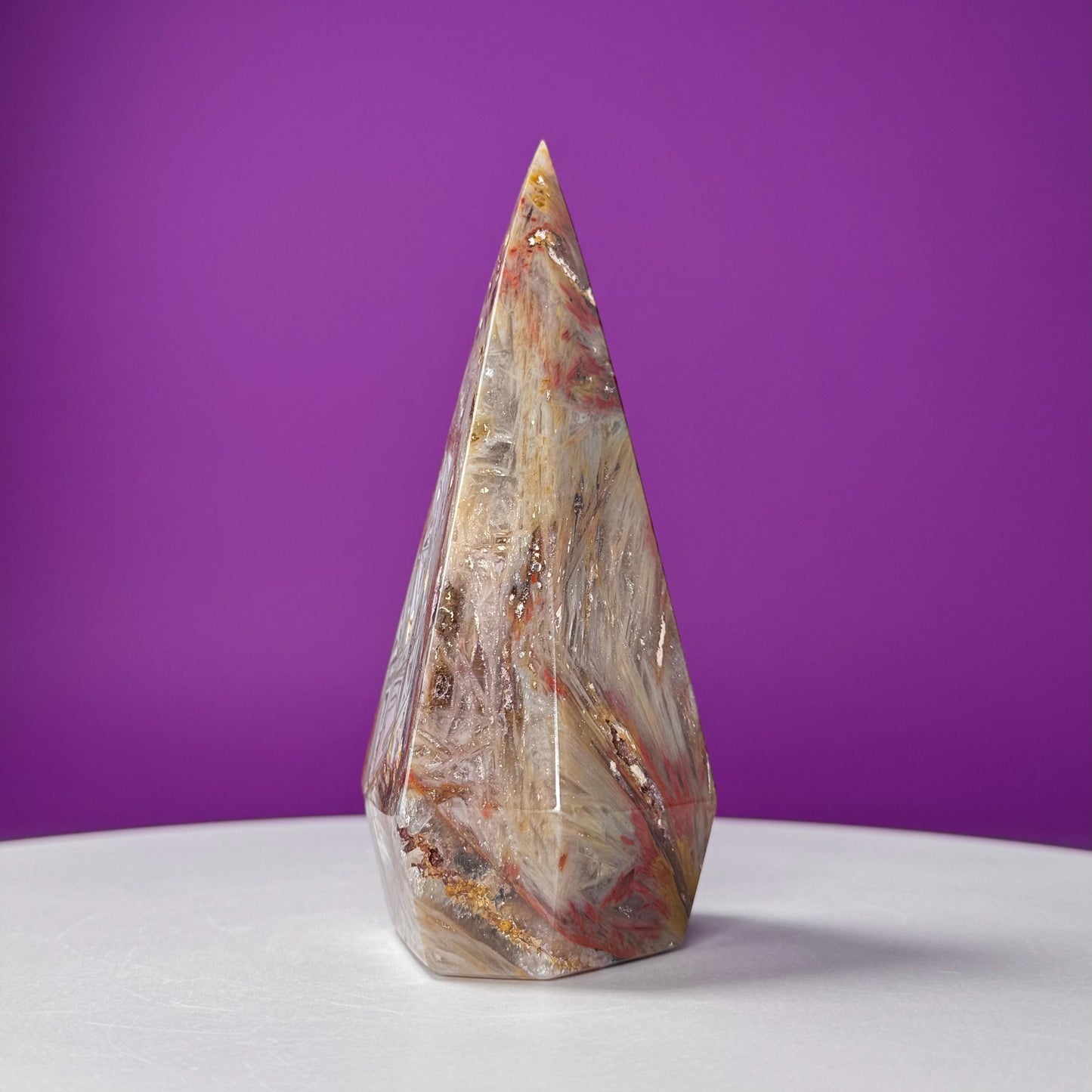 Sagenite Agate Diamond Carving (Brazil)
