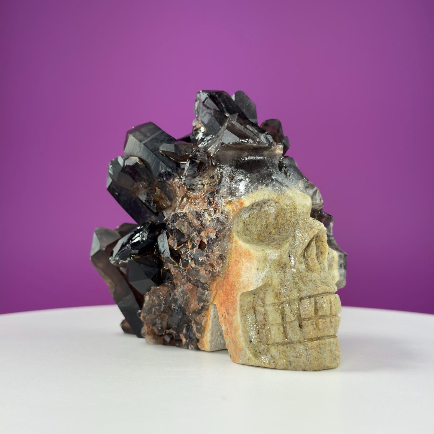 Smoky Quartz Cluster Skull, Irradiated Smoky Quartz