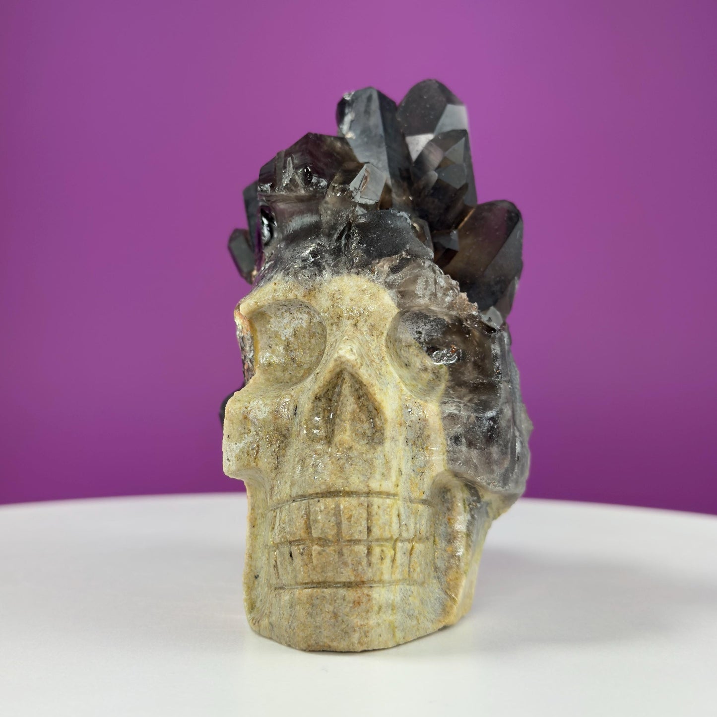 Smoky Quartz Cluster Skull, Irradiated Smoky Quartz