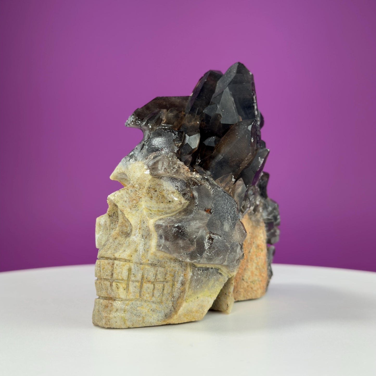 Smoky Quartz Cluster Skull, Irradiated Smoky Quartz