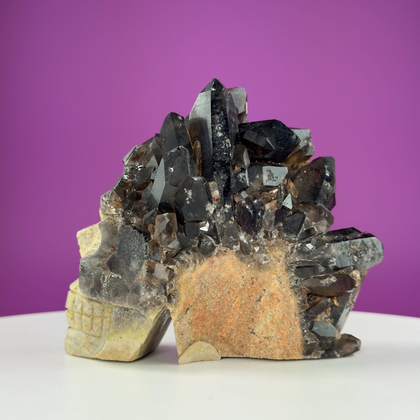Smoky Quartz Cluster Skull, Irradiated Smoky Quartz