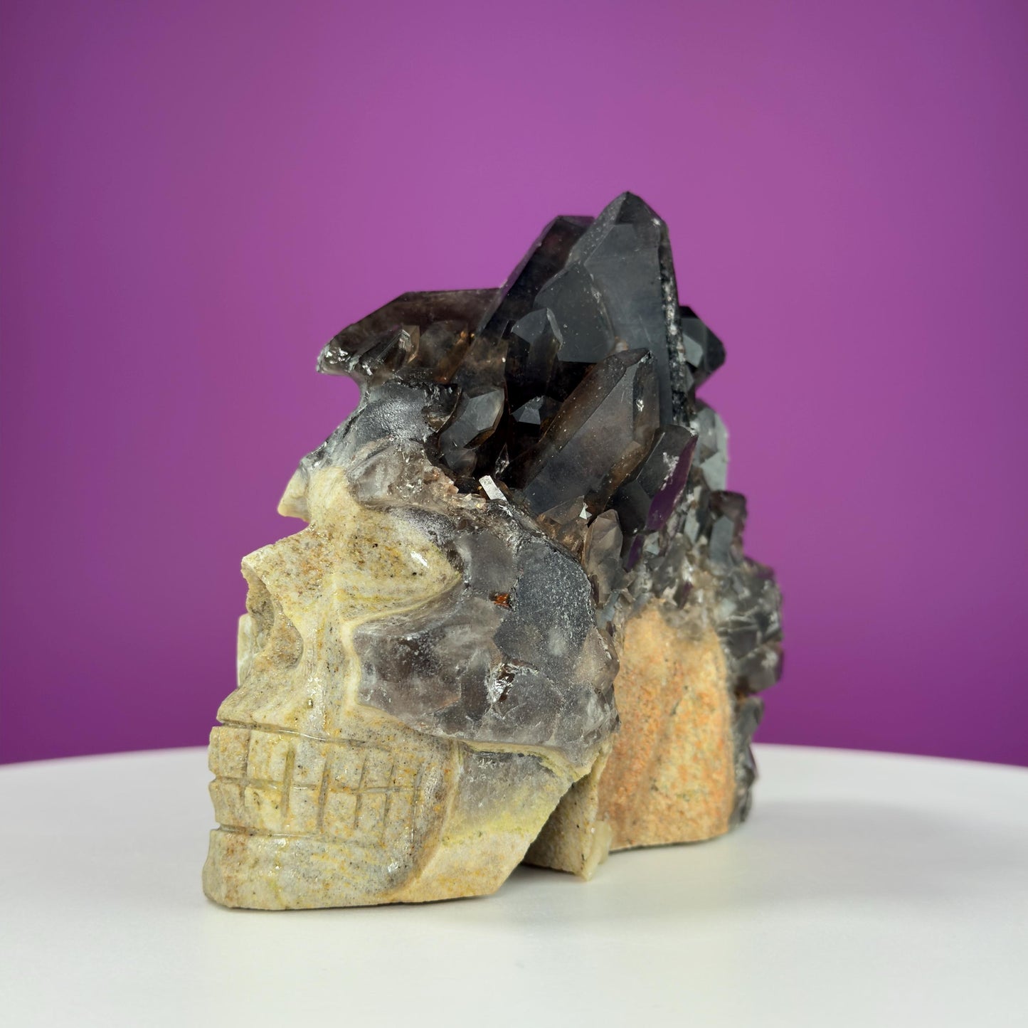 Smoky Quartz Cluster Skull, Irradiated Smoky Quartz