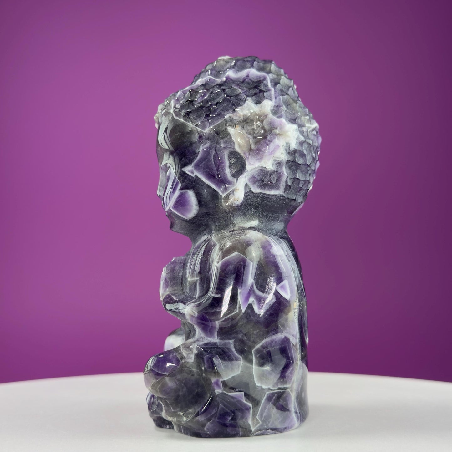 Dream Amethyst Baby Buddha Carving, 2+Pounds