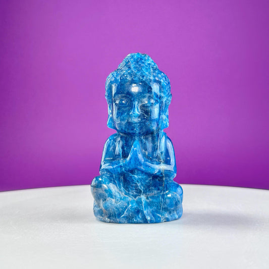 Blue Apatite Baby Buddha Carving