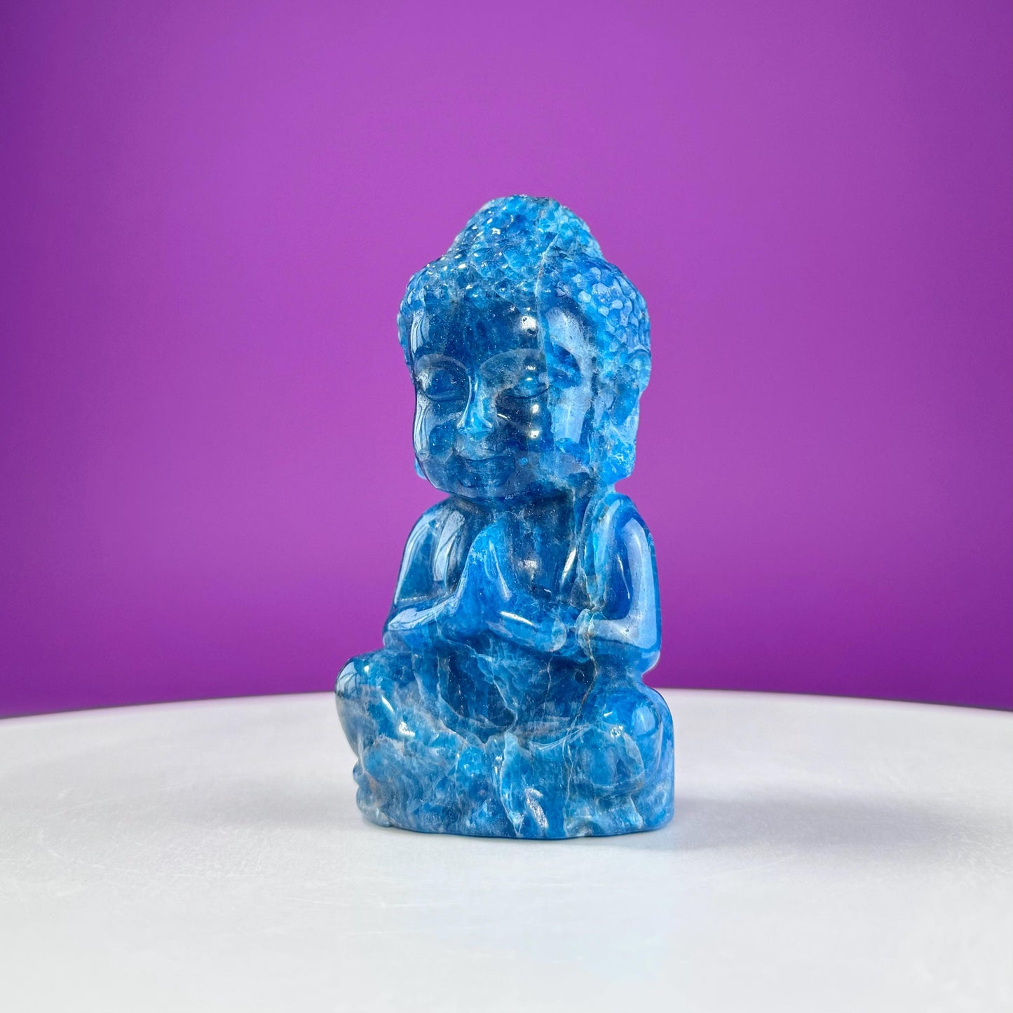 Blue Apatite Baby Buddha Carving