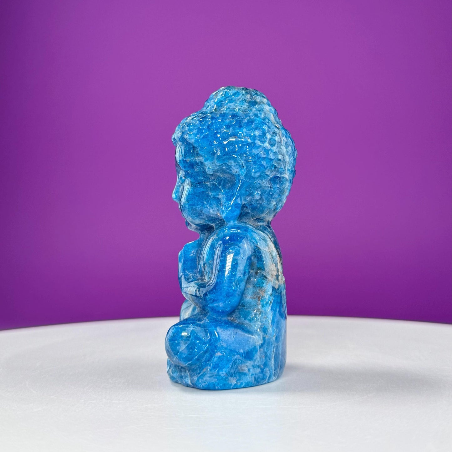 Blue Apatite Baby Buddha Carving