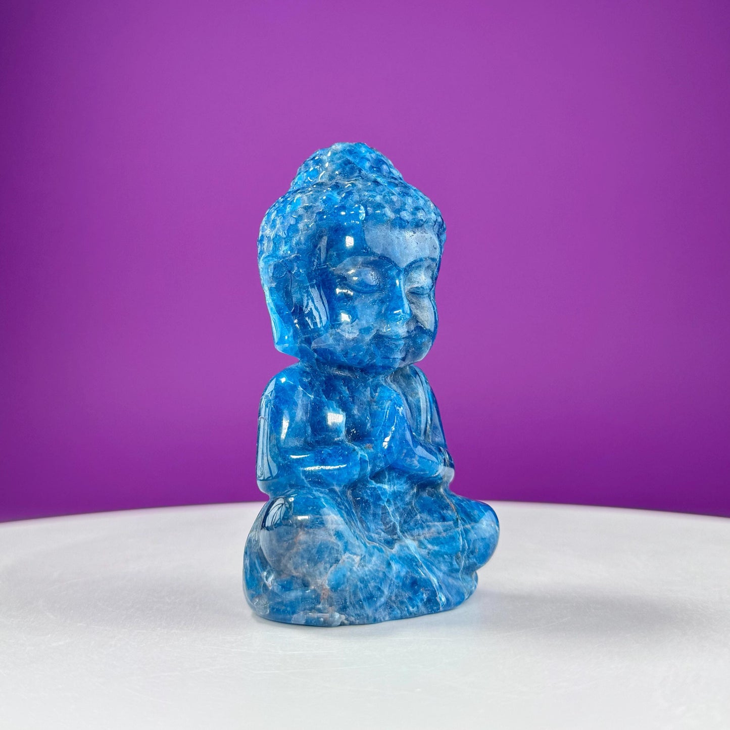 Blue Apatite Baby Buddha Carving