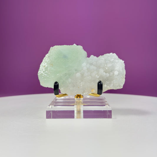 Fluorite (Manaoshan Mine, Hunan, China), (Includes Gold Metal/Acrylic Stand), UV Reactive