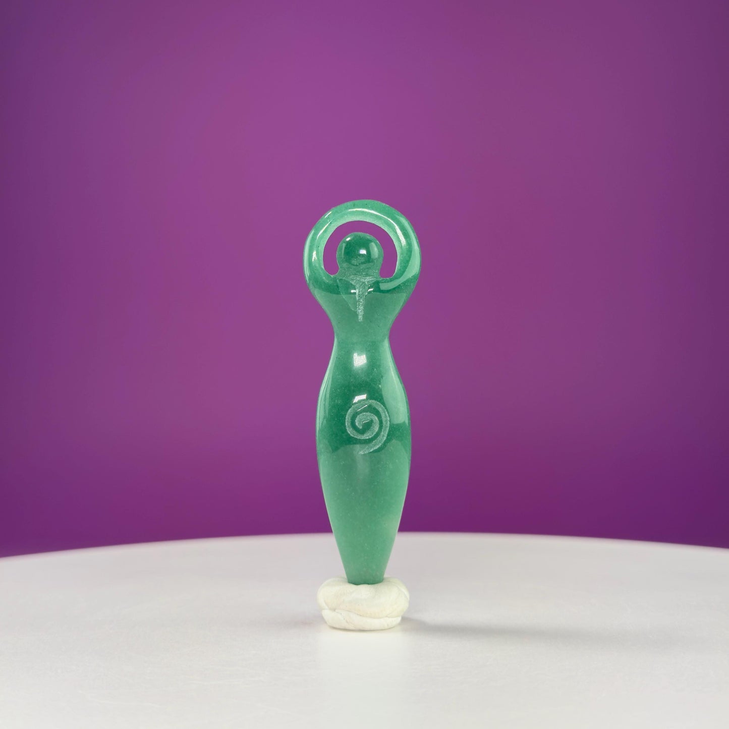 Spiral Goddess Carving, Green Aventurine, Fluorite, Purple Fluorite, Chevron Amethyst