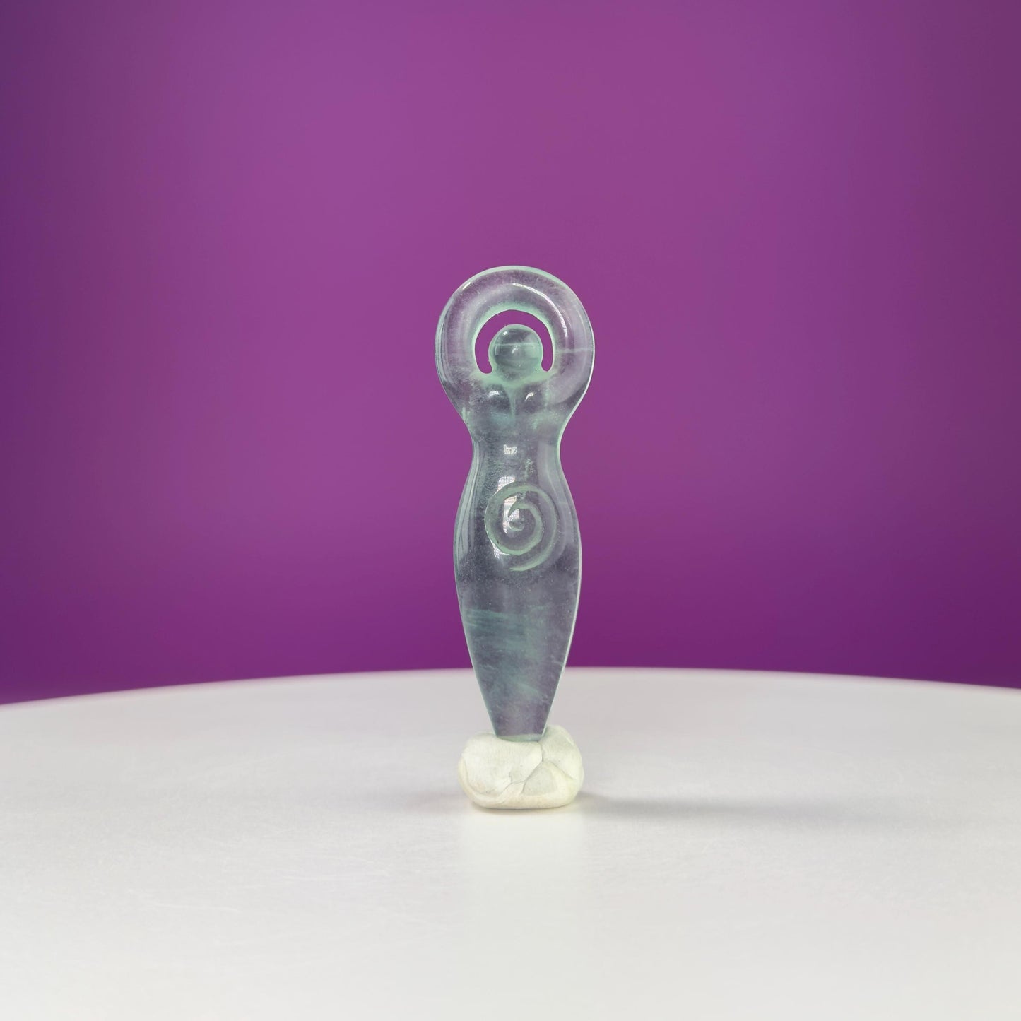 Spiral Goddess Carving, Green Aventurine, Fluorite, Purple Fluorite, Chevron Amethyst