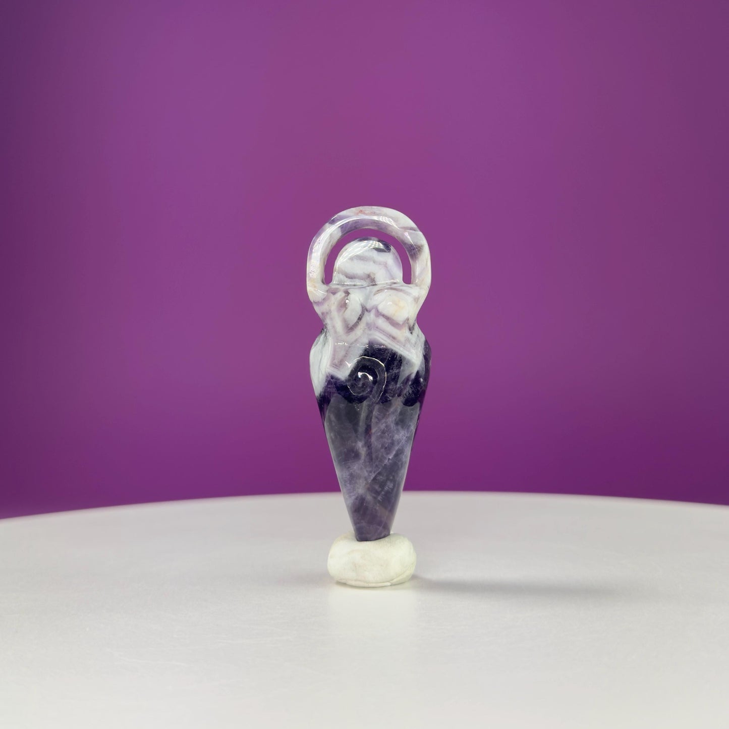 Spiral Goddess Carving, Green Aventurine, Fluorite, Purple Fluorite, Chevron Amethyst